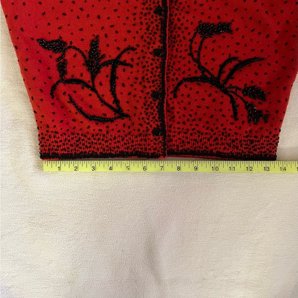 Vintage 1940/50’s Ralli Scott red/blk 100% lambswool beaded fully lined sweater. - Picture 5 of 11